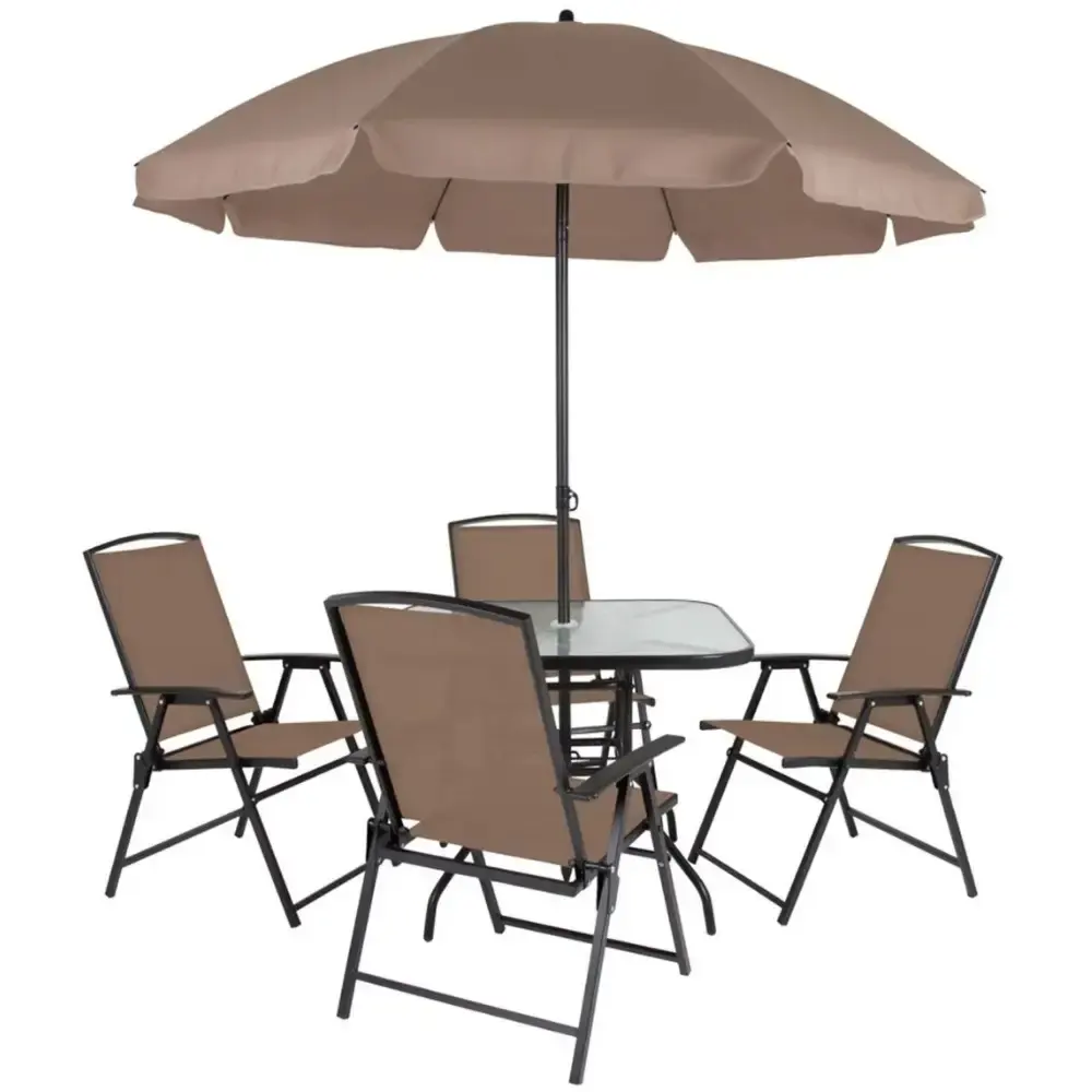 Conjunto de mesa e guarda-sol com 4 cadeiras para jardim acapulco Mor