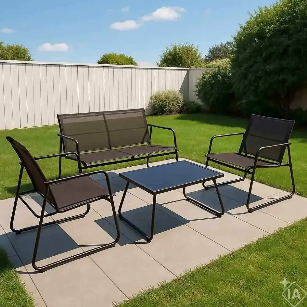 Conjunto de mesa e 3 cadeiras para jardim weekend BEL Cinza Belfix — fotografia 5