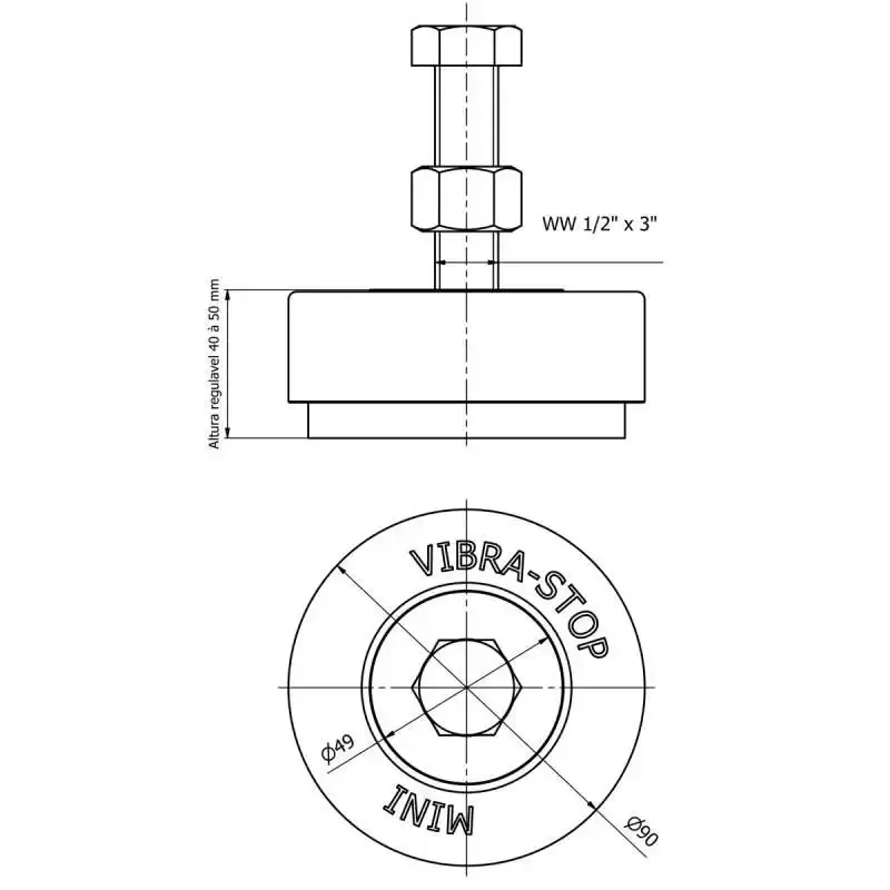 Vibra-Stop mini antivibratório 500 KG / 2000 KG rosca 1/2 POL MINI12 kit 4 peças Vibra-Stop — fotografia 5