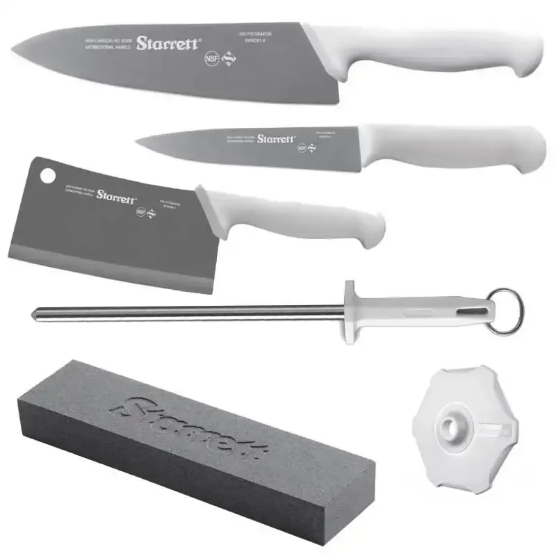 Kit de facas chef com cutelo branco BKK-6W1 com 6 peças Starrett