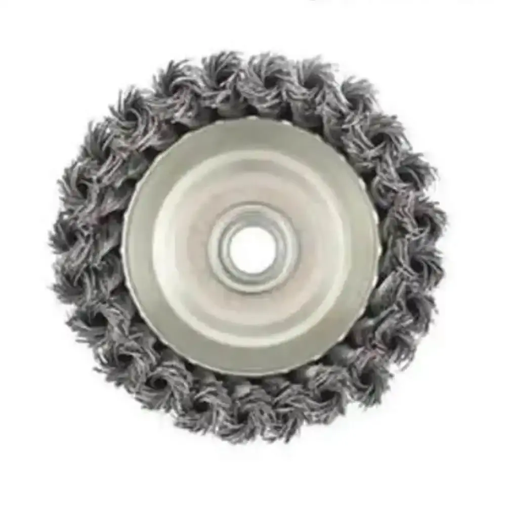 Escova de aço circular 75 MM trançada tipo copo com rosca M14 MTX — fotografia 3