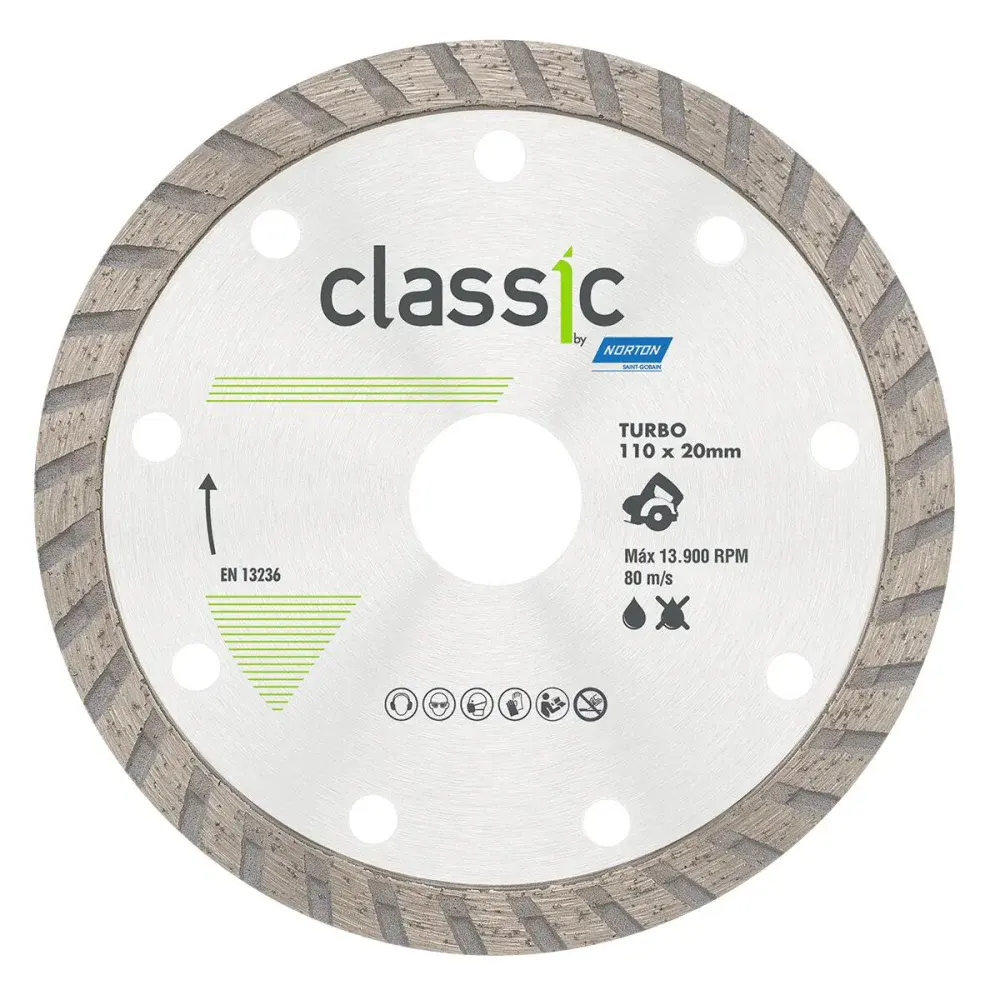 Disco diamantado classic turbo para serra mármore 110X20MM Norton
