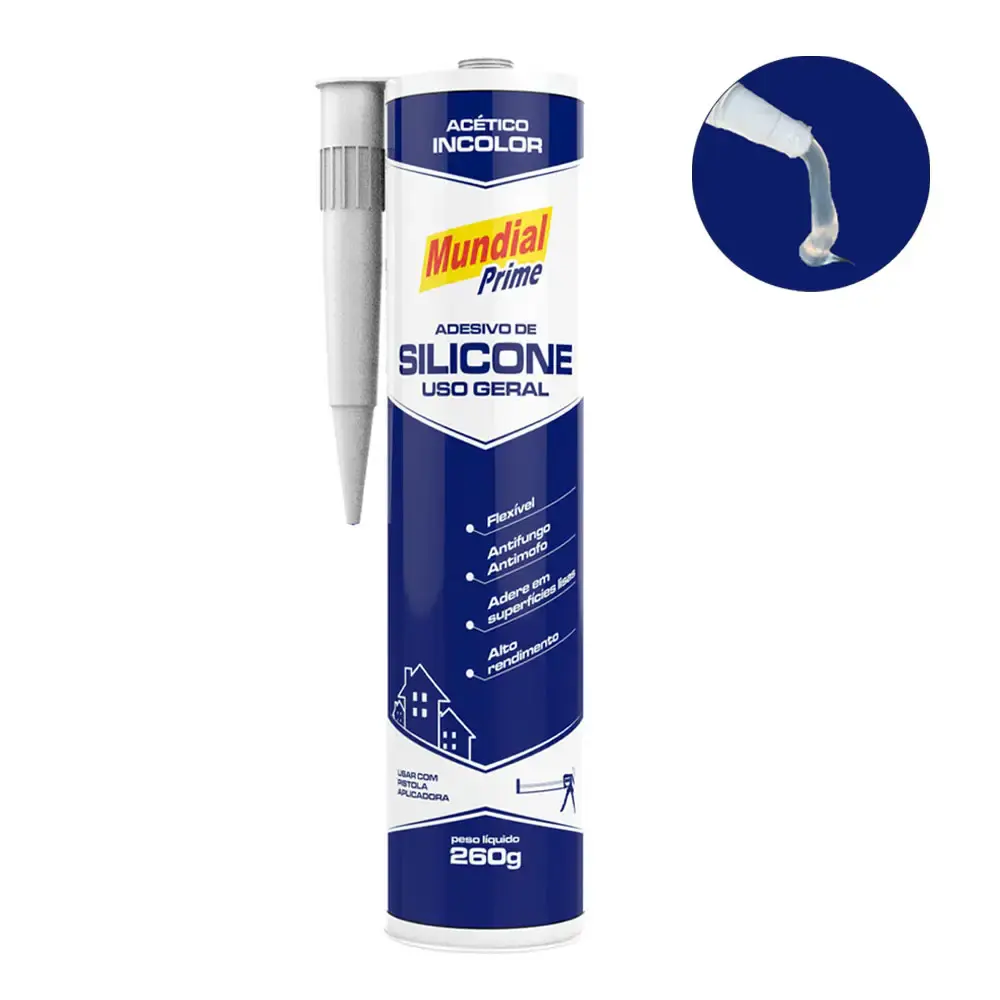 Adesivo de silicone acético incolor PT0600030 Mundial prime — fotografia 5