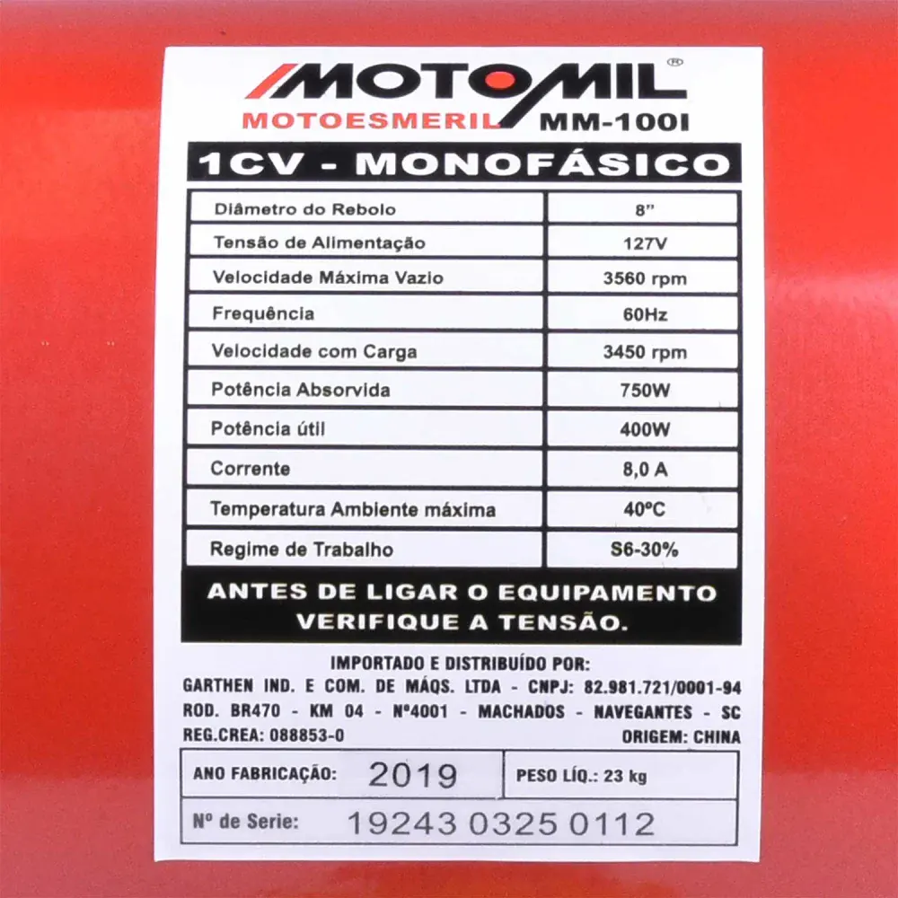 Motoesmeril 1 hp profissional com 127V MM100 da MotoMil — fotografia 5