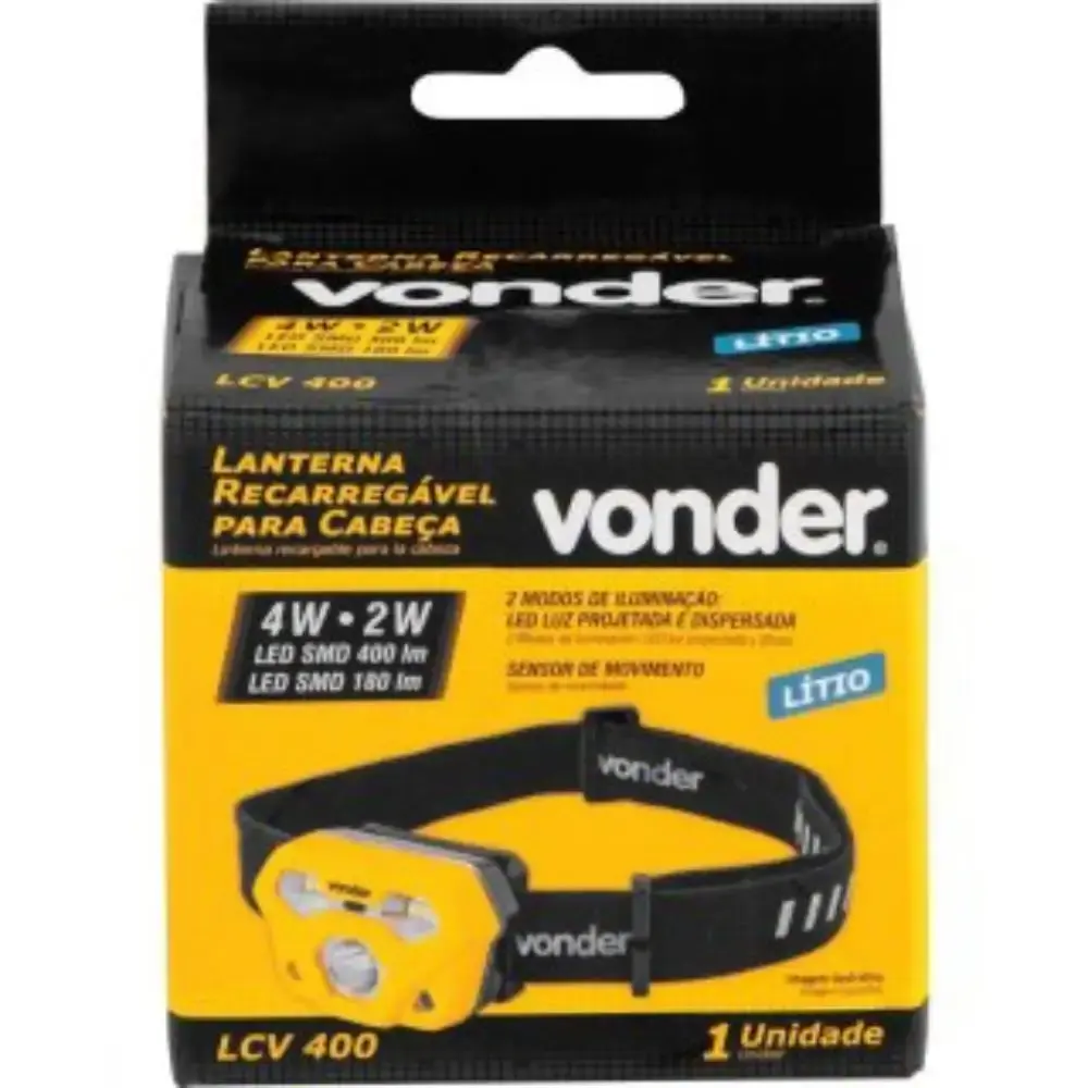 Lanterna para cabeça recarregável LED SMD LCV 400 Vonder — fotografia 7