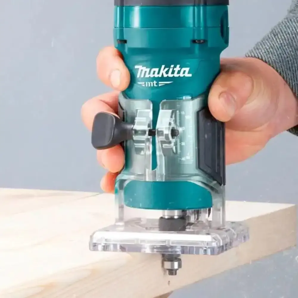 Tupia para laminado 6MM 530W makita com jogo de fresas para madeira 6 MM 3 peças evald 220 V Makita MT — fotografia 10