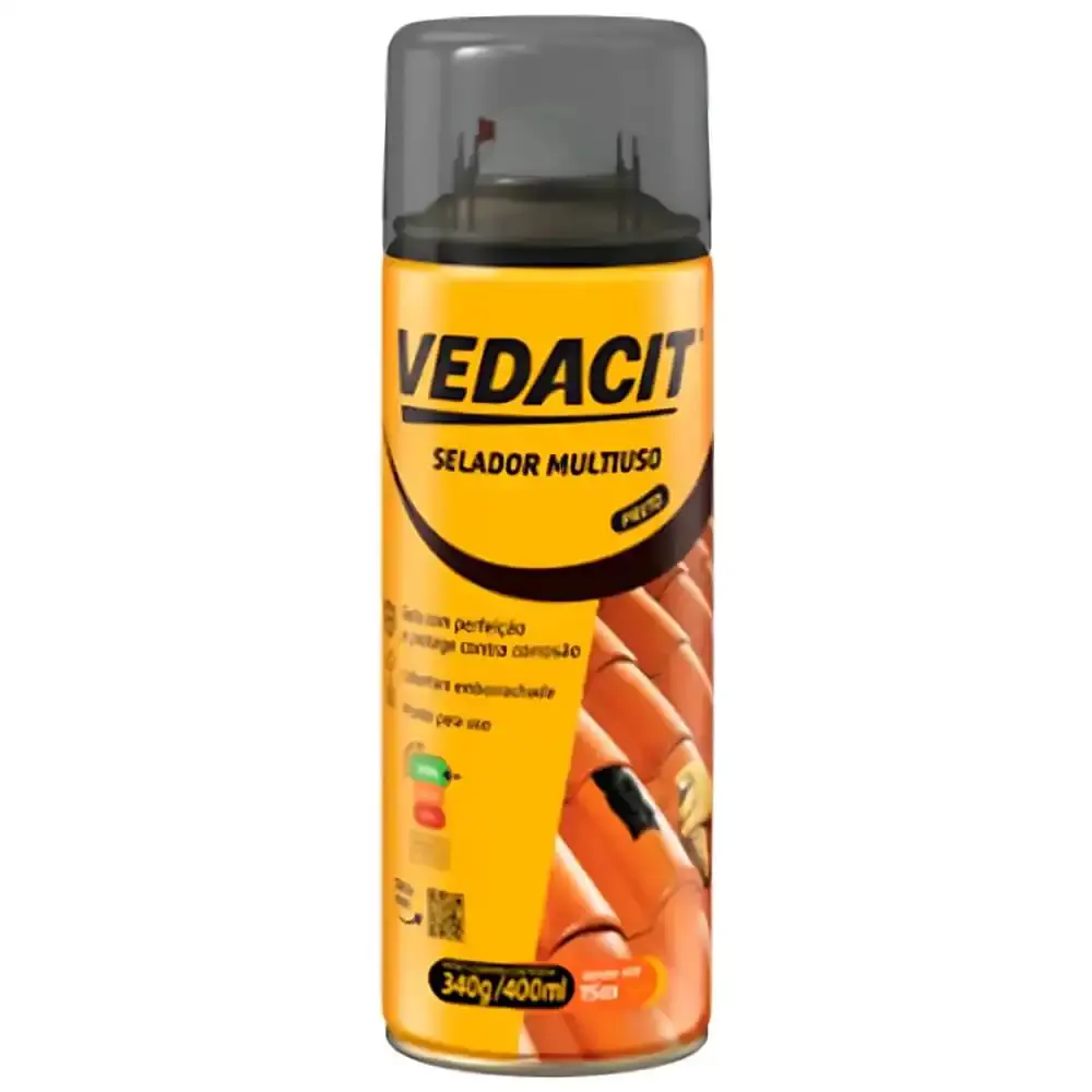 Selador Multiuso Spray Preto 400 ml 147871 VEDACIT — fotografia de referência