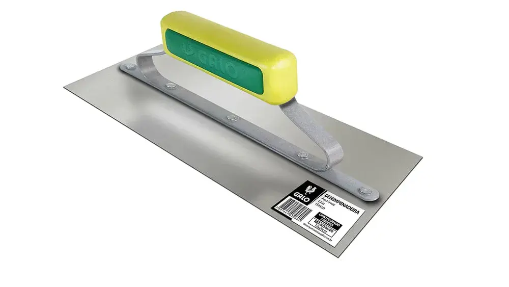 Desempenadeira de aço inox 12X29CM para gesso com cabo Galo — fotografia 2