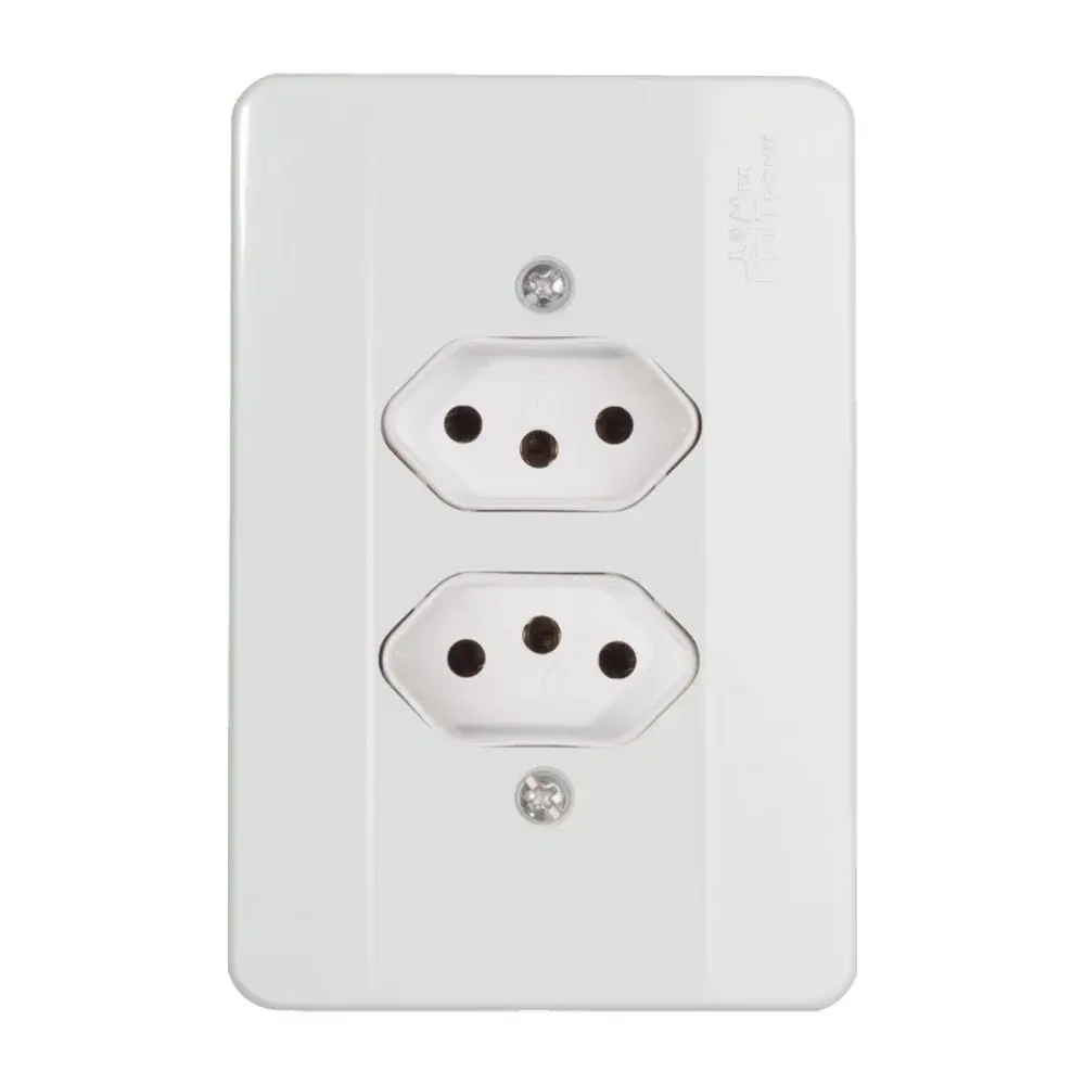 Tomada dupla 20A Mectronic branca milleniun