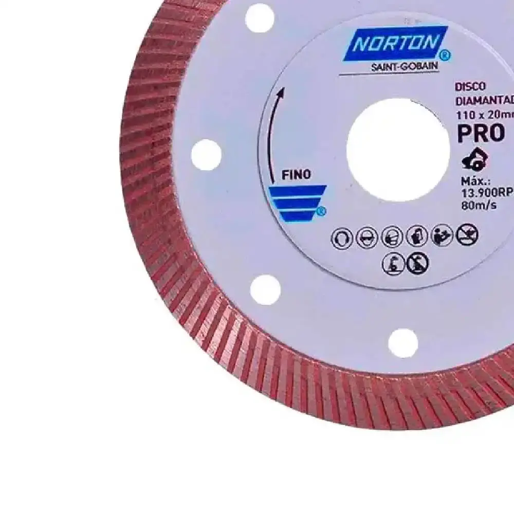Disco diamantado 4.3/8 POL para porcelanato turbo pro Norton — fotografia 4