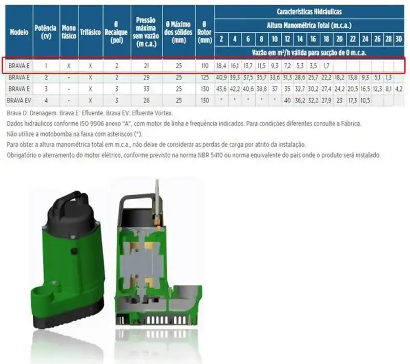 Bomba Submersa 1.0 CV BRAVA E10 Trifásico 220V p/ Líquidos com Sólidos SCHNEIDER — fotografia 3