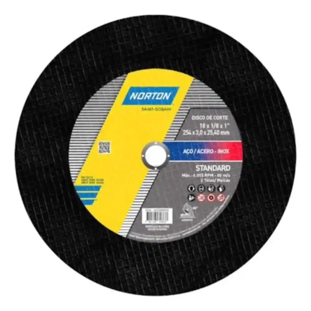Disco de corte 10 POL 2 telas furo 3/4 POL standard Norton