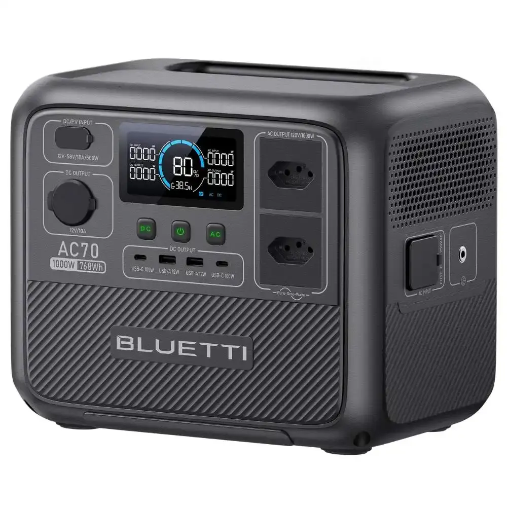 Estação de armazenamento de energia portátil 1000W 768WH AC70 220V Bluetti