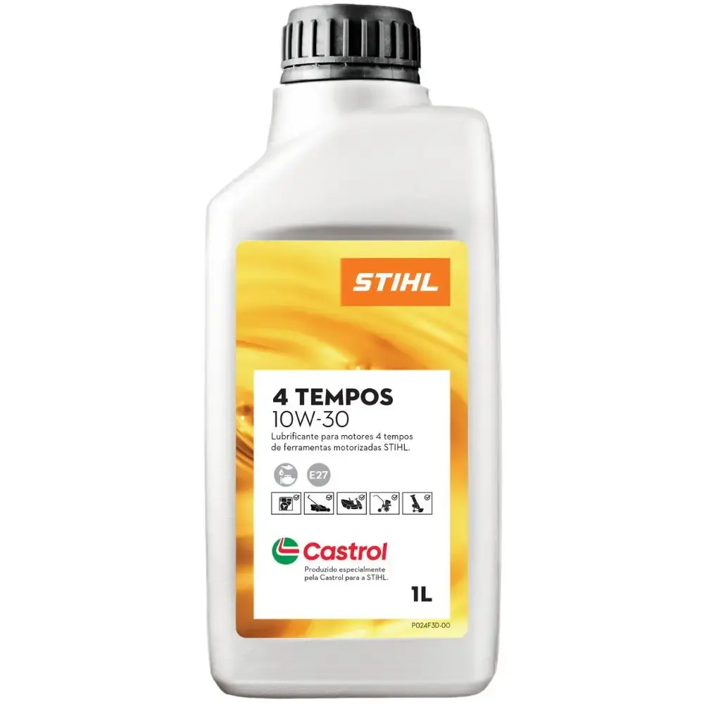 Óleo castrol 4 tempos 1 litro SAE 10W 30 Stihl — fotografia de referência