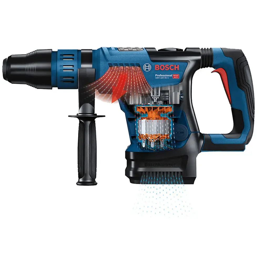 Martelete sds-max perfurador rompedor à bateria 18V biturbo brushless sem bateria GBH 18V-36C Bosch — fotografia 2