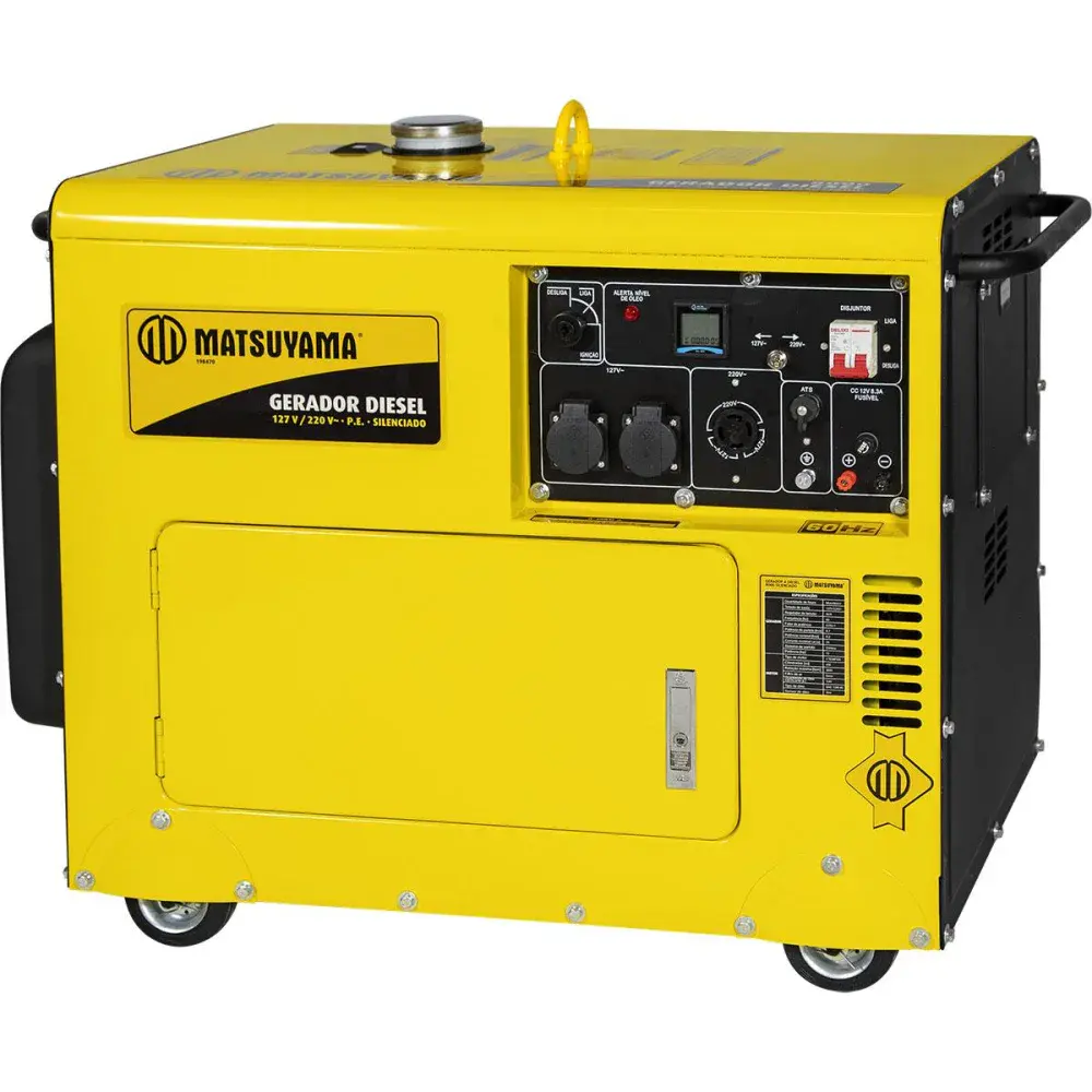 Gerador a diesel 8000 motor 13HP 4T monofásico 127/220V Matsuyama