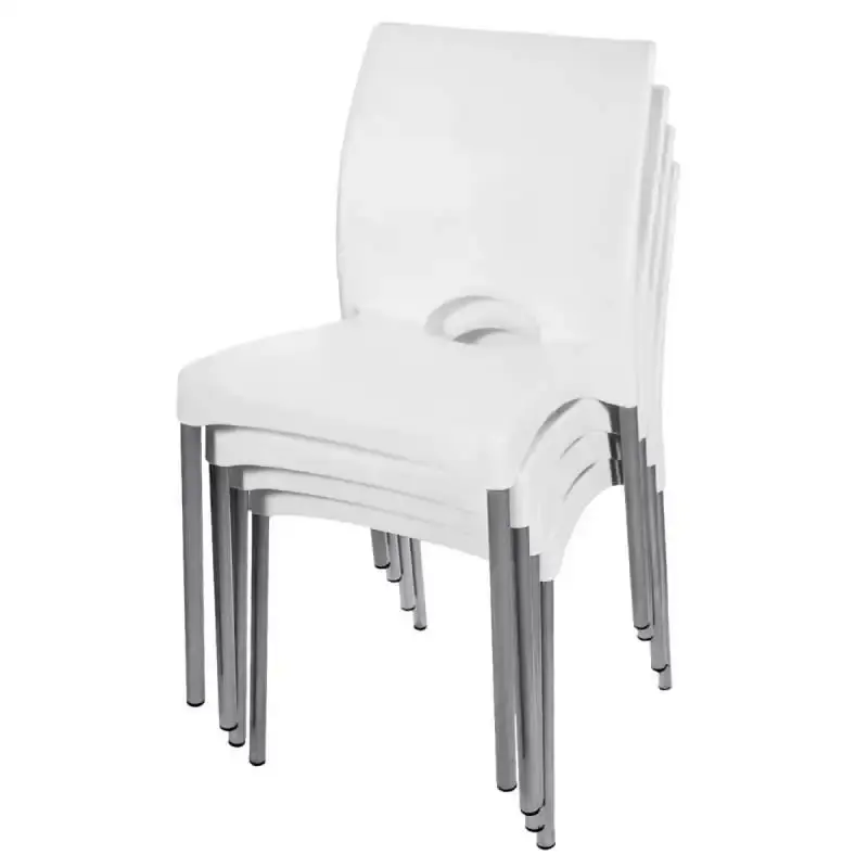 Cadeira boston pés em alumínio empilhável branco kit 4 unidades F900000 Garden — fotografia 4