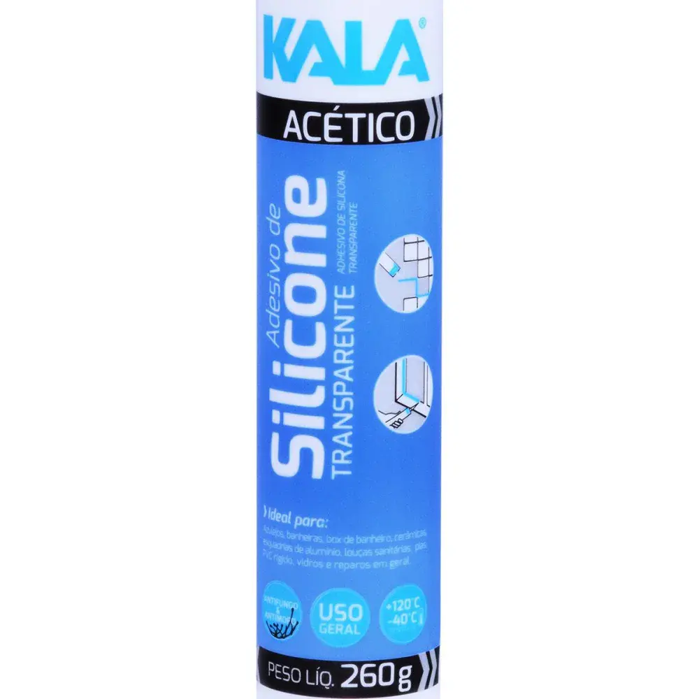 Silicone acético transparente 260G -40°C a 120°C Kala — fotografia 4