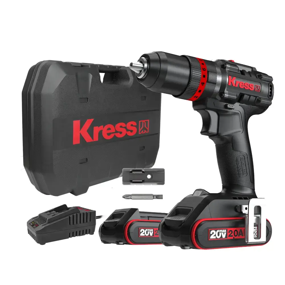 Furadeira de impacto brushless 20V 1/2 POL 75NM com 2 baterias carregador e maleta Kress — fotografia 2
