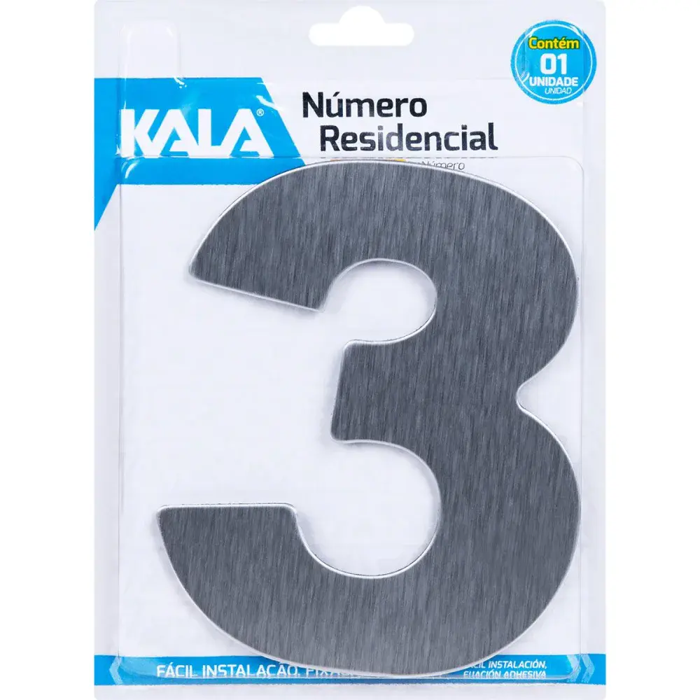 Número residencial N°3 aço escovado 12,5CM Kala — fotografia de referência