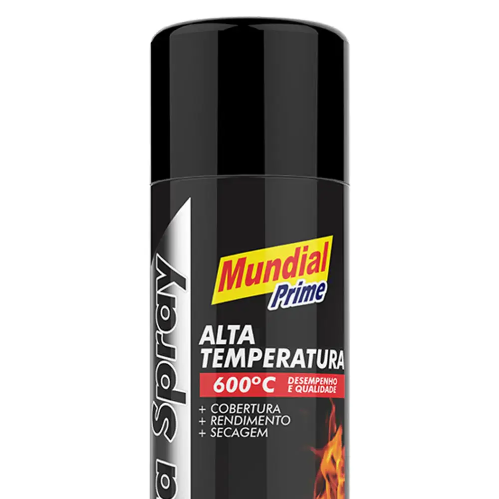 Tinta spray alta temperatura preto fosco 400ML AE01000100 Mundial prime — fotografia 3