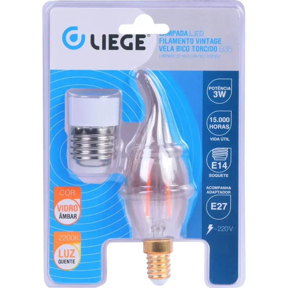 Lâmpada de led vintage torcida B35 E14 3W 220V Liege — fotografia 10