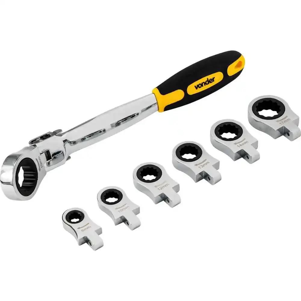 Jogo de chaves estrela com catracas intercambiáveis 8MM a 19MM Vonder