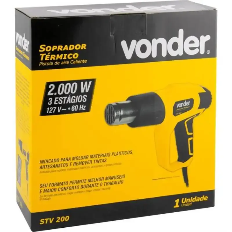 Soprador térmico 2000W 3 estágios STV 200 com bicos Vonder 110 V — fotografia 5