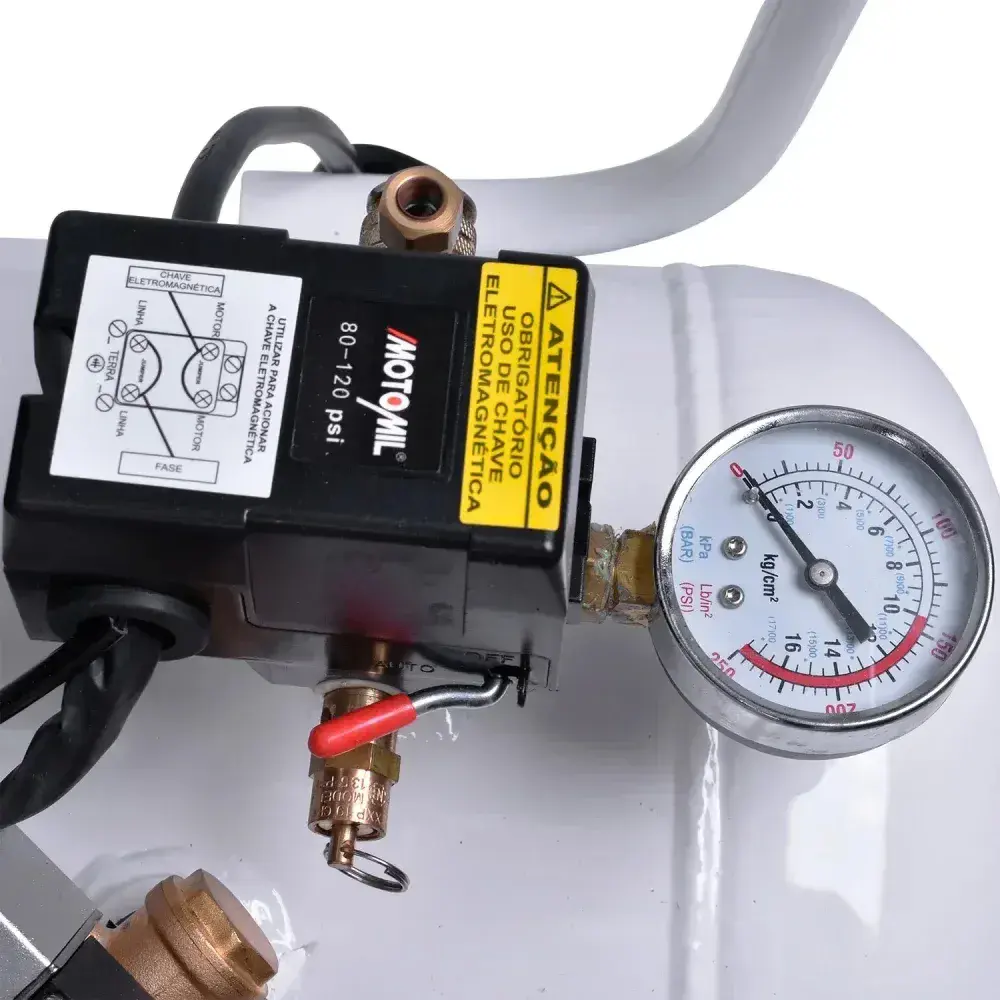 Compressor de ar médico odontológico cmo 8/50 branco MotoMil — fotografia 8