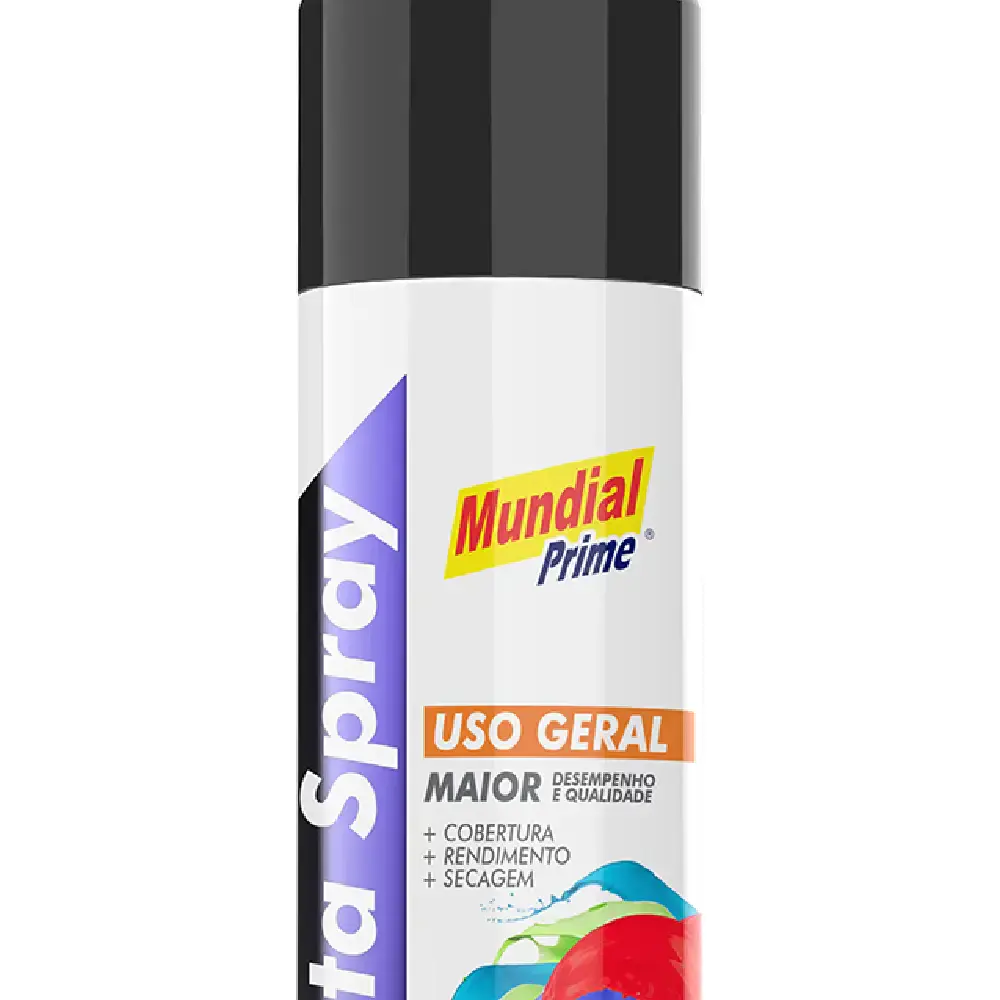 Tinta Spray Semi Brilho Preto 400 ml 02 Uni Mundial Prime — fotografia 3