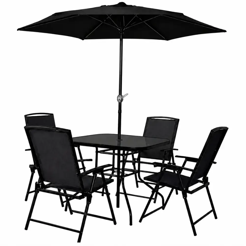Conjunto com mesa 4 cadeiras e guarda sol 180CM riviera para jardim casa LYS — fotografia 2