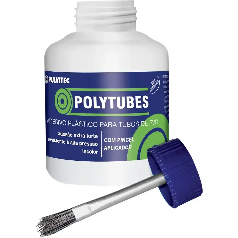 Adesivo para tubo pvc polytubes com pincel 175G Pulvitec — fotografia 2