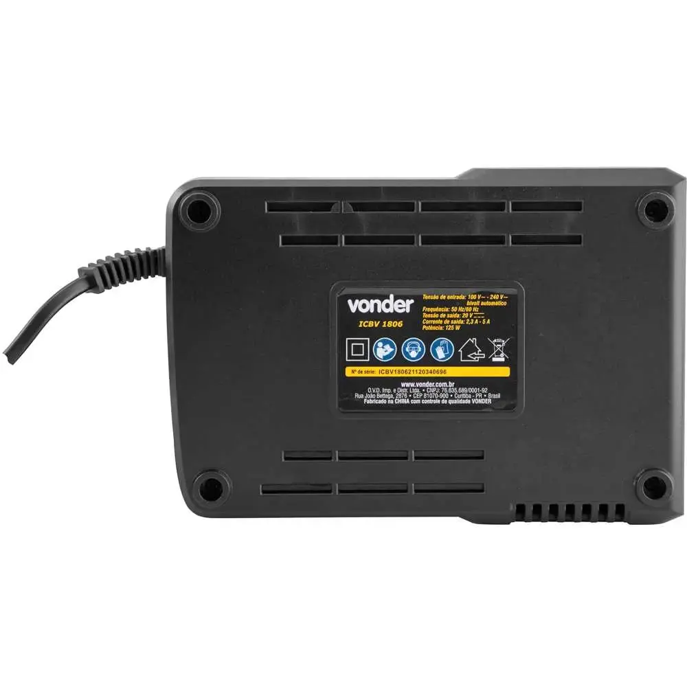 Carregador de bateria 18V rápido bivolt 6004180600 Vonder — fotografia 6