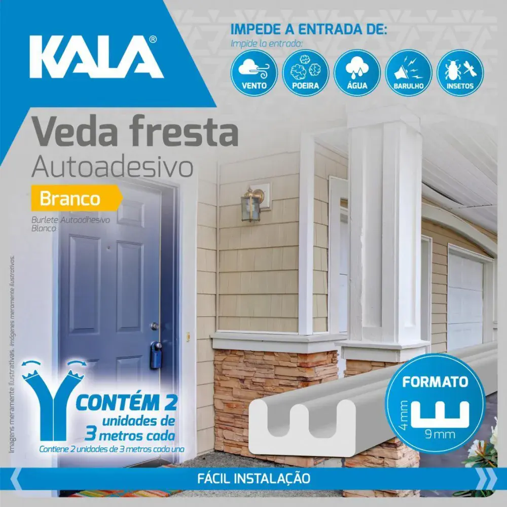 Veda fresta autoadesivo e 9X4MM-6M branco Kala — fotografia 4