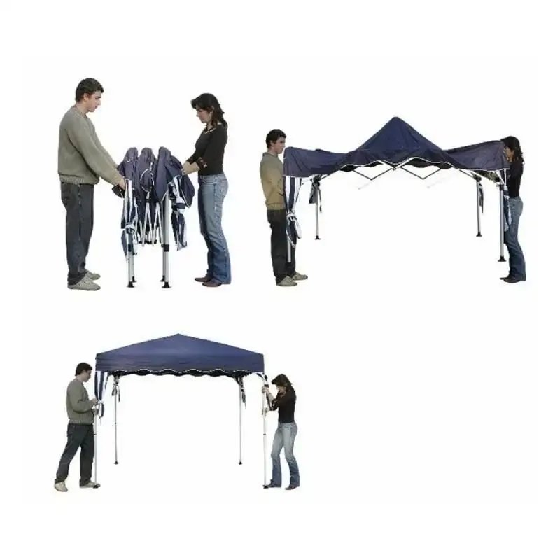 Tenda gazebo azul em poliéster 3 x 3 x 2.4 metros dobrável pés em alumínio 333300 BEL — fotografia 3