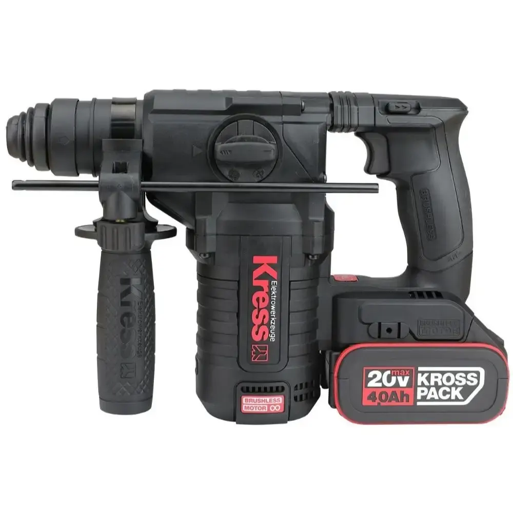 Martelete perfurador 20V brushless e esmerilhadeira angular 5 POL com 4 baterias e carregador Kress — fotografia 3