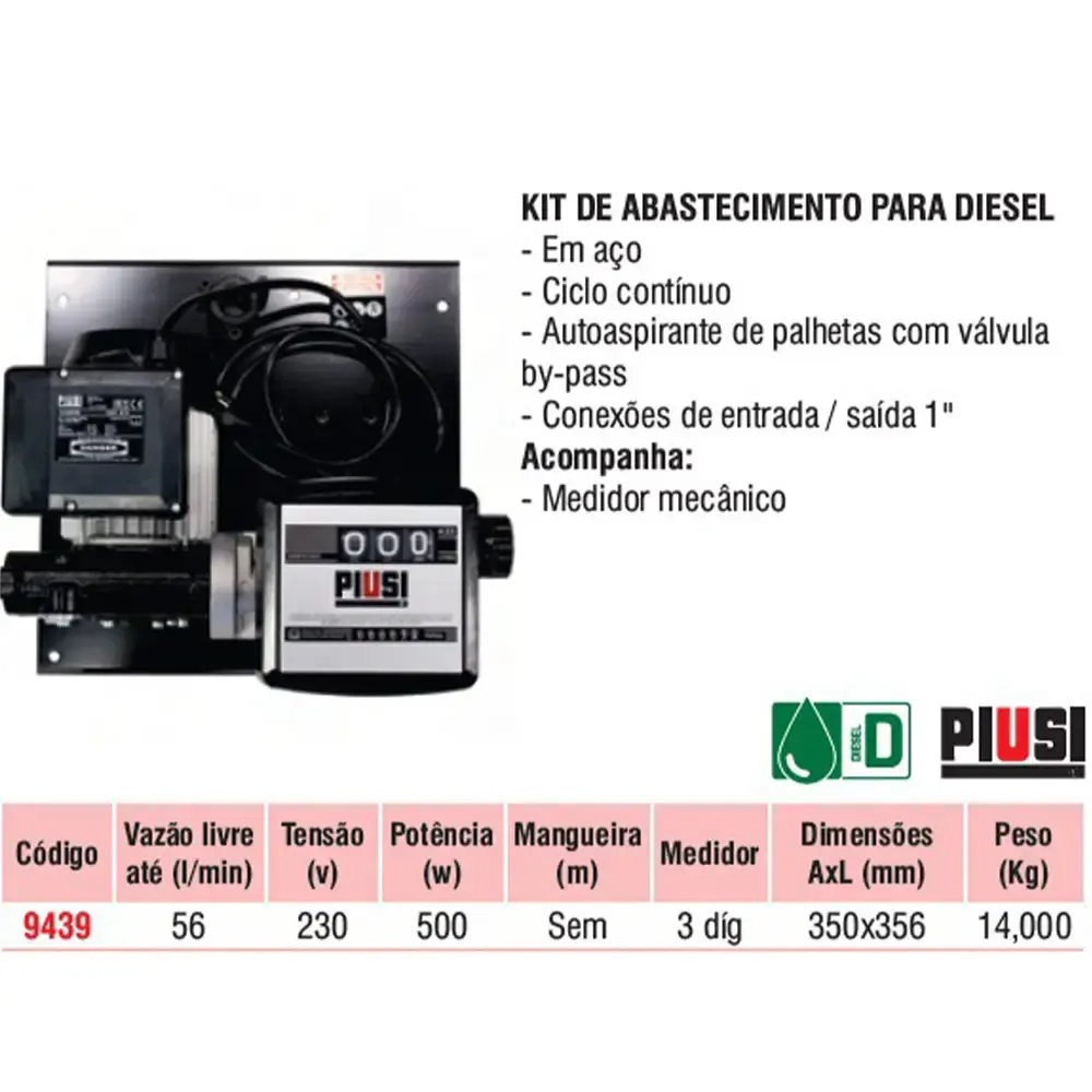Kit abastecimento para óleo diesel 56 l/min 230V 9439 Bremen — fotografia 5
