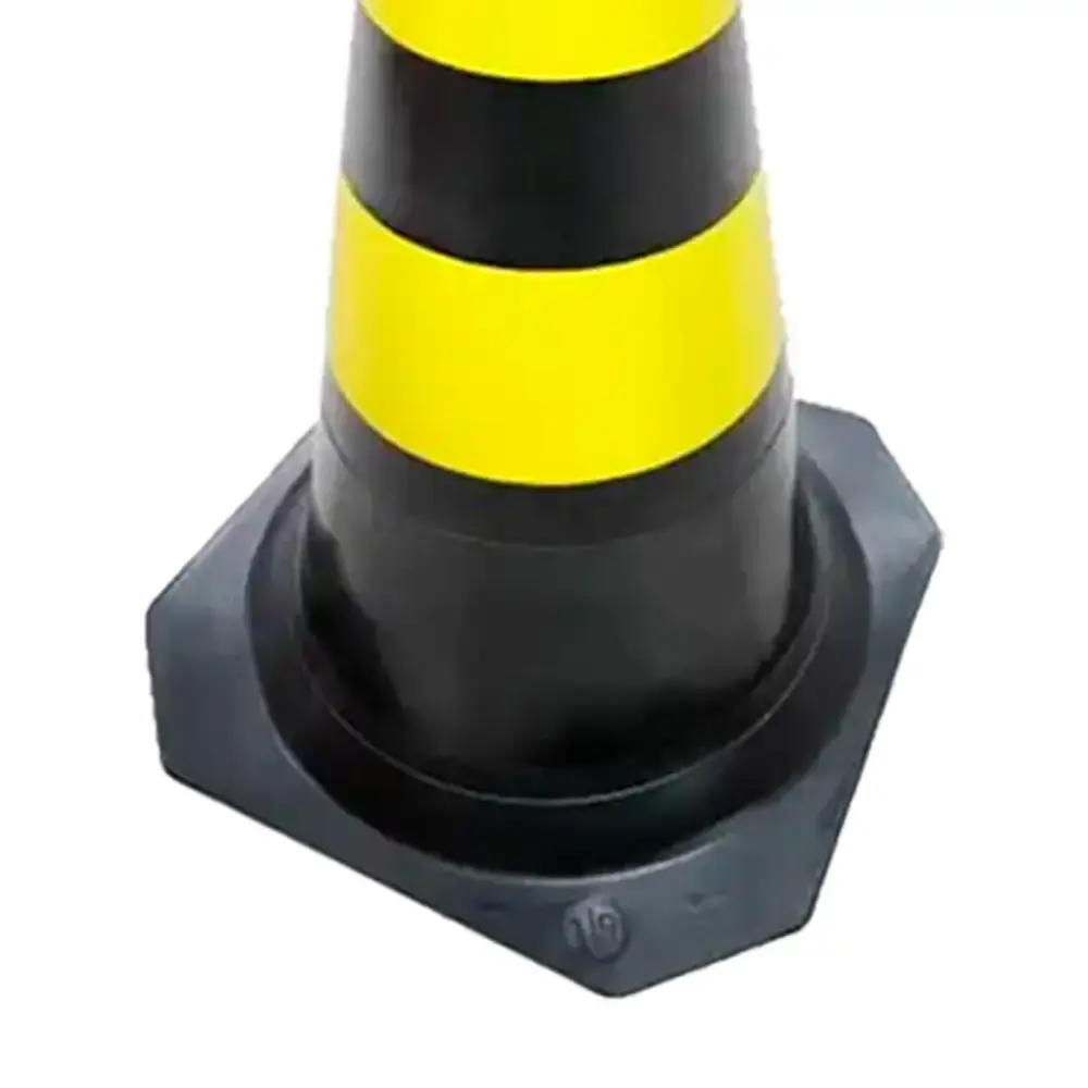 Kit 5 cone sinalizador rígido PLT de PVC amarelo e preto 50 CM Plastcor — fotografia 3