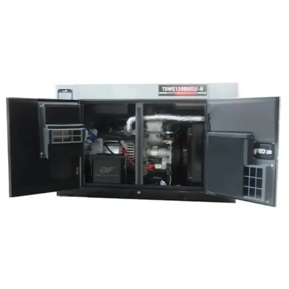 Gerador de energia cabinado à diesel silencioso 10 KVA TDWG12000SGE-N mono bivolt Toyama — fotografia 4