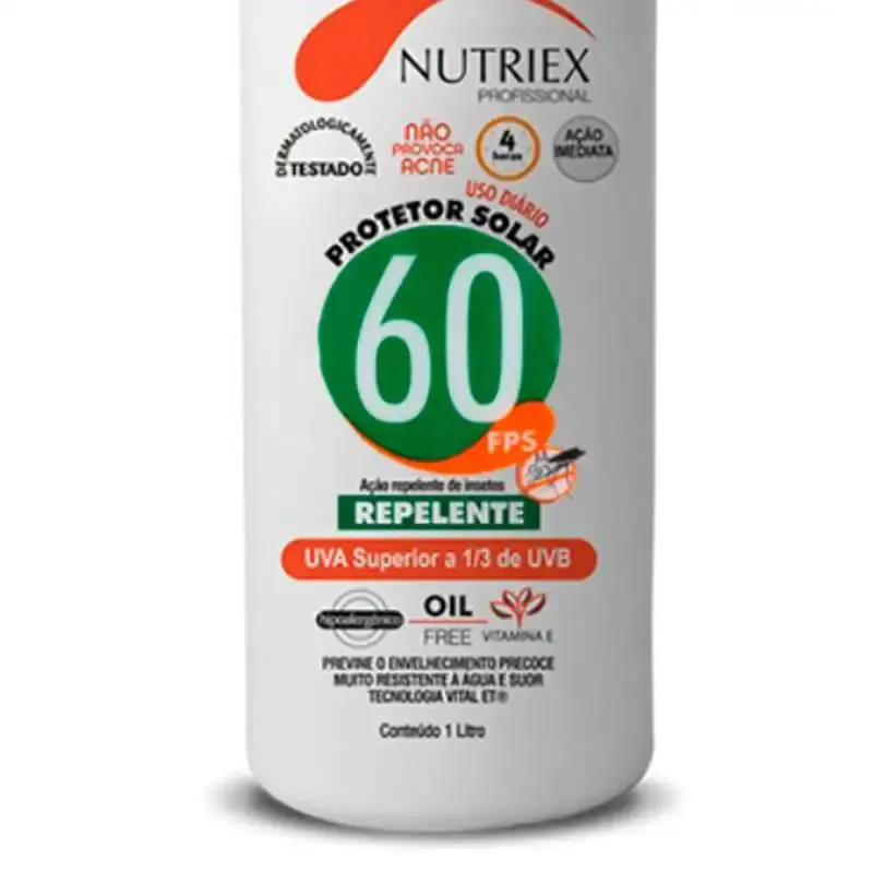 Protetor solar FPS 60 com repelente 1.0L bombona Nutriex — fotografia 3