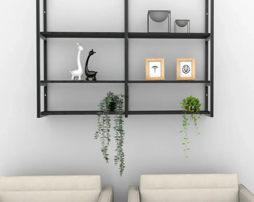 Prateleira industrial parede/teto com 3 prateleiras 120 x 20 cm preta Brasforma