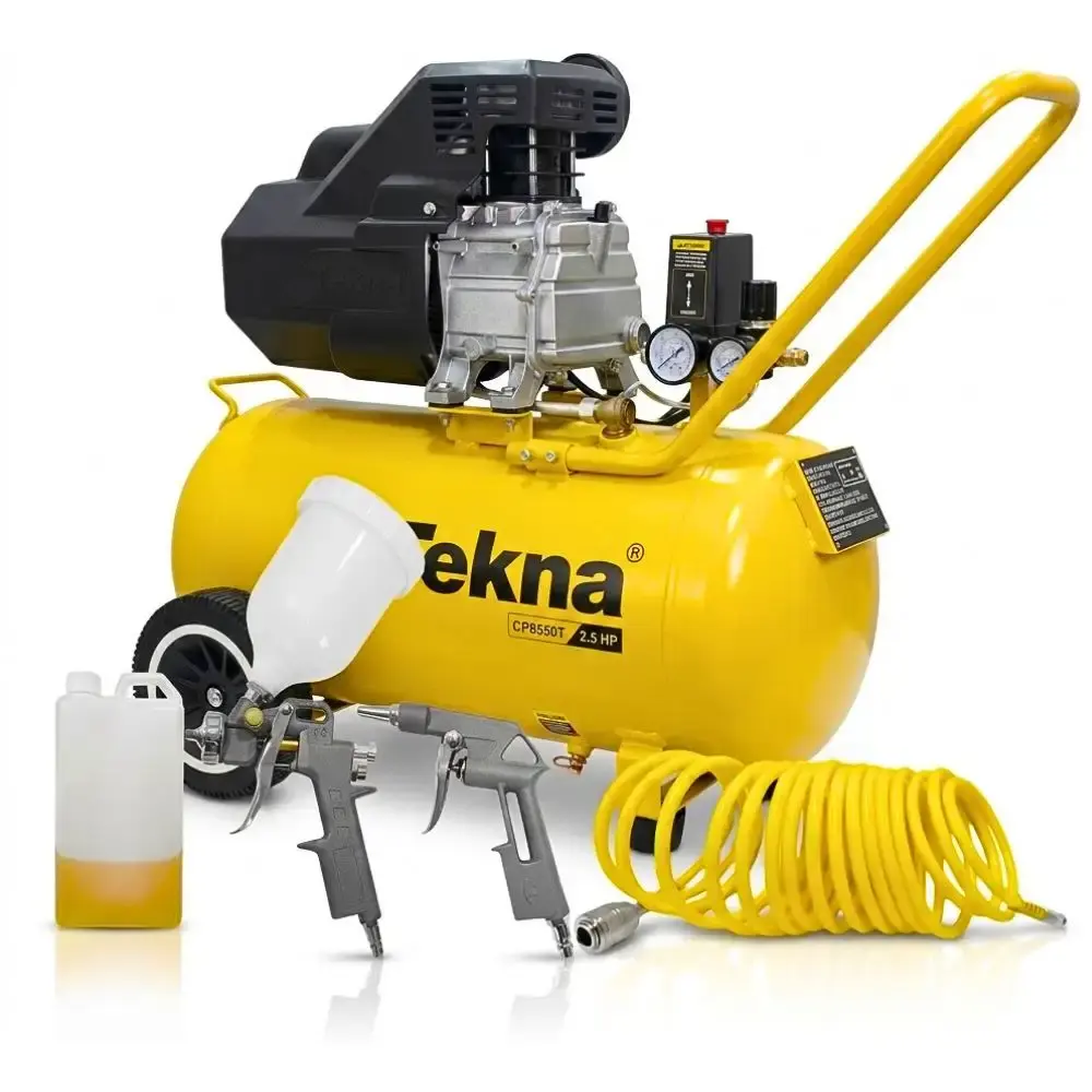 Compressor de ar 2,5HP 8 pés 43 litros lubrificado CP8550T com kit Tekna 110 V