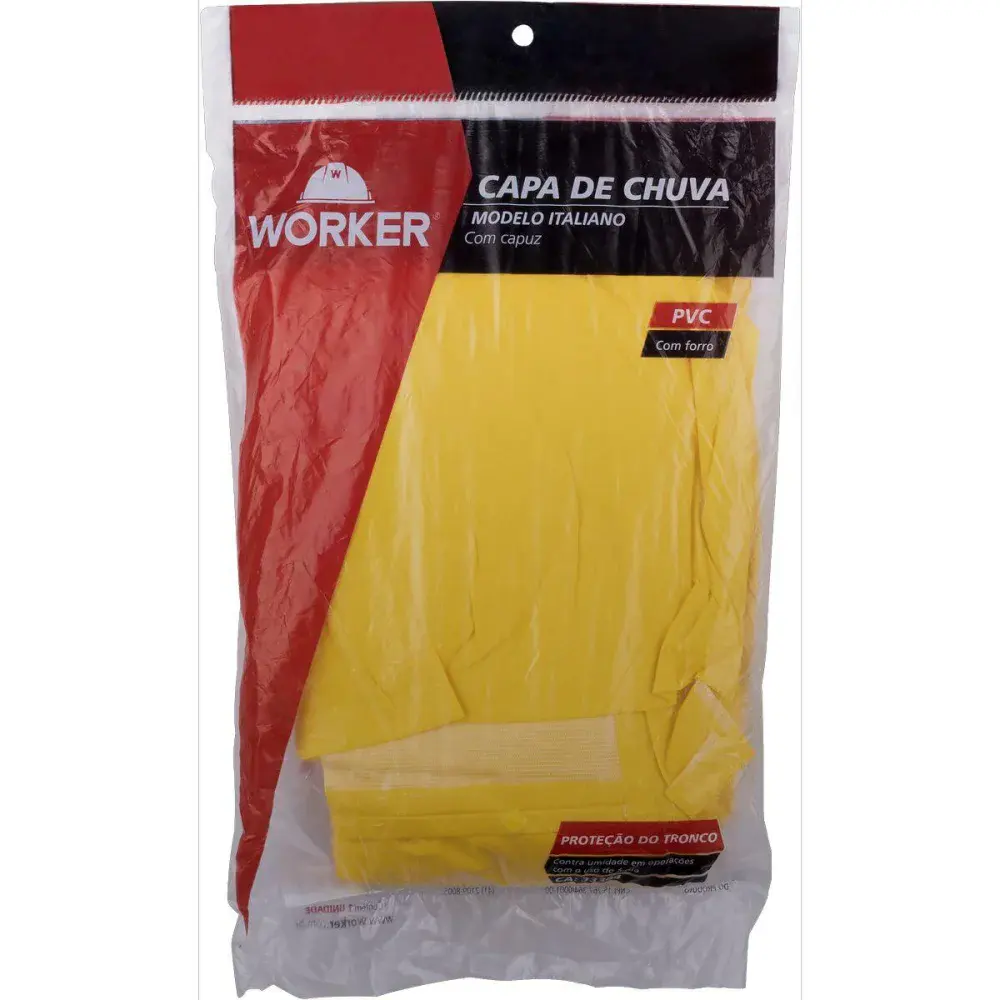 Capa de chuva pvc xg amarela forro Worker — fotografia 4