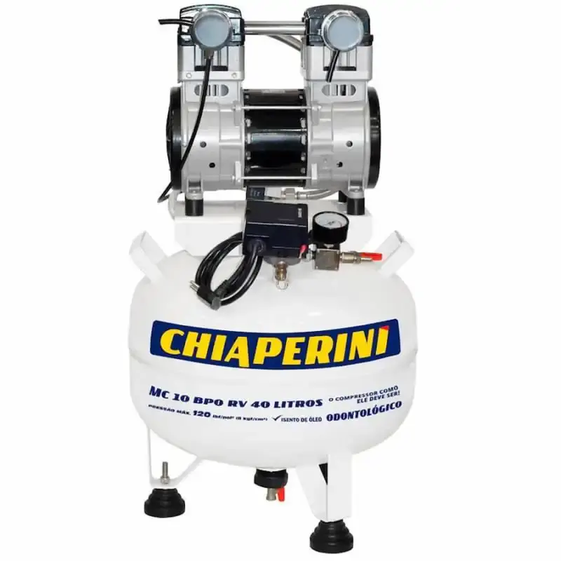 Compressor odontológico 10 pés 40 litros sem óleo BPO RV Chiaperini 110 V