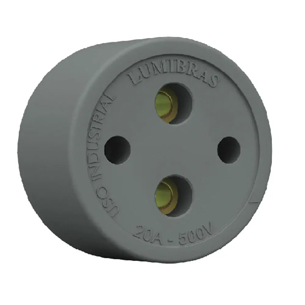 Tomada Lumibras 2X20A nylon fibra cinza