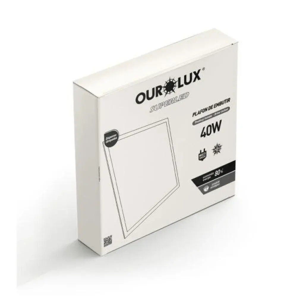 Painel superled de embutir 62X62 6500K Ourolux — fotografia 2