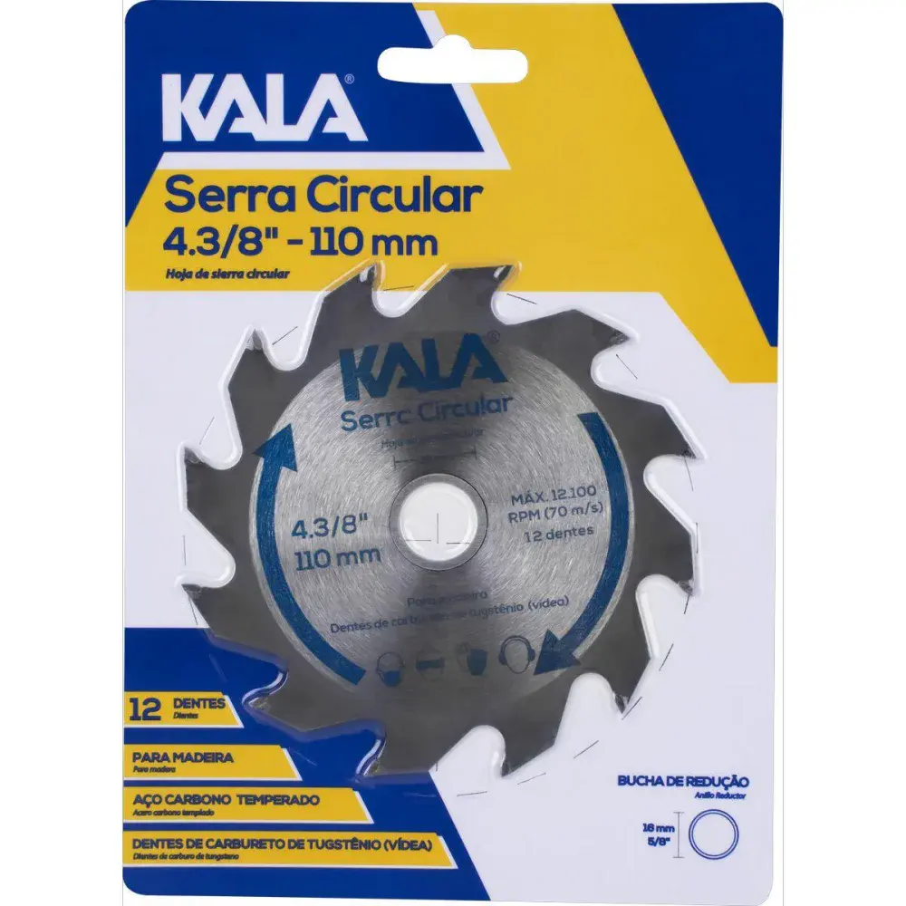 Serra circular vídea para madeira 4.3/8 110MM 12 dentes Kala — fotografia 5
