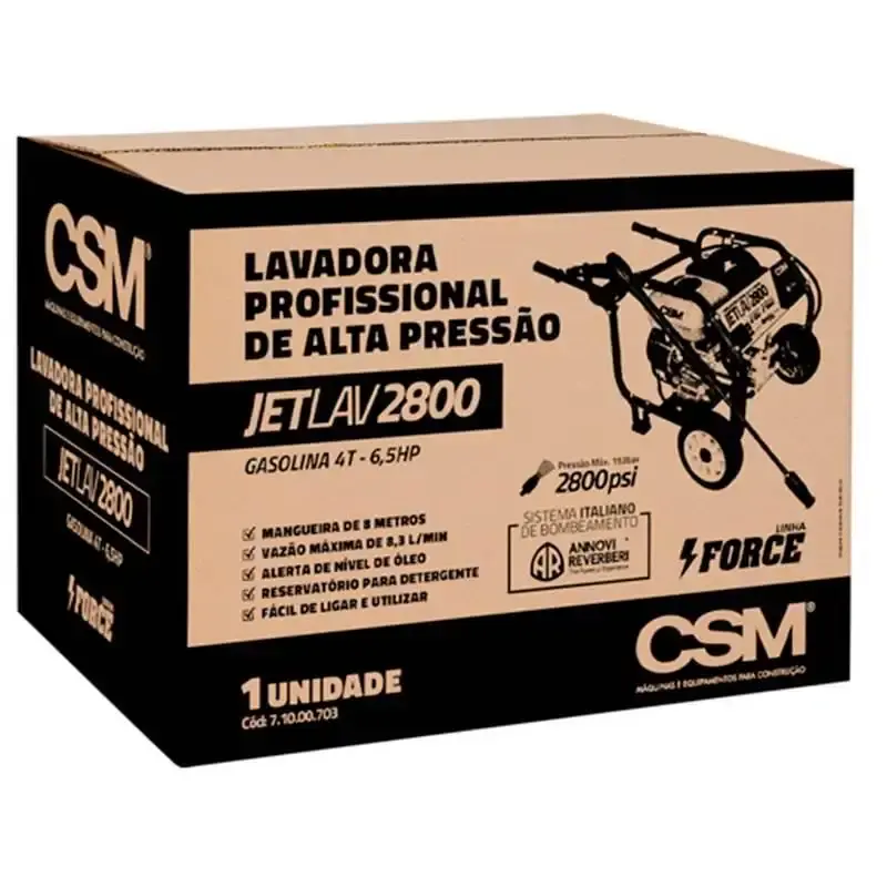 Lavadora à gasolina alta pressão 6.5HP 4T 196CC JETLAV2800 CSM — fotografia 6