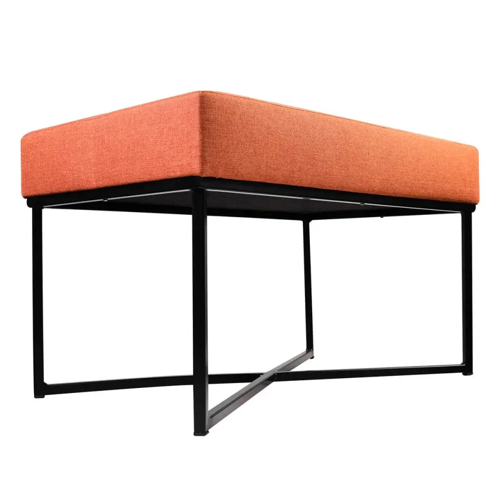 Puff retangular cor tijolo base preta 72X36X39CM bhela decor — fotografia 6