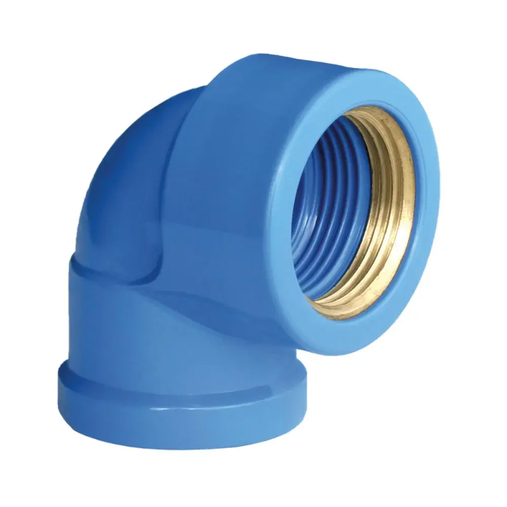 Joelho bucha latao Plastilit azul LR90 25MMX1/2 — fotografia de referência